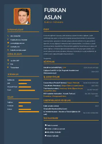 Endüstri Mühendisi CV Örnekleri cv indir